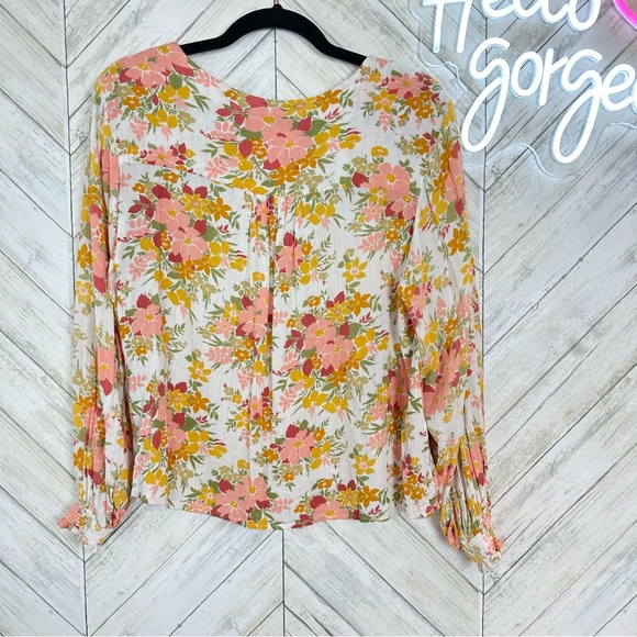 Joie Floral Peasant Blouse Size Large - Picture 2 of 6